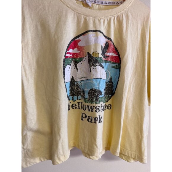 Yellowstone Park Graphic Cropped T-Shirt Recycled Cotton Polyester Blend Womens - Picture 2 of 6